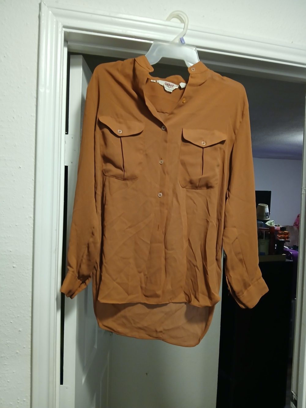 Casual Corner Vintage Rust Brown Button-Up Blouse